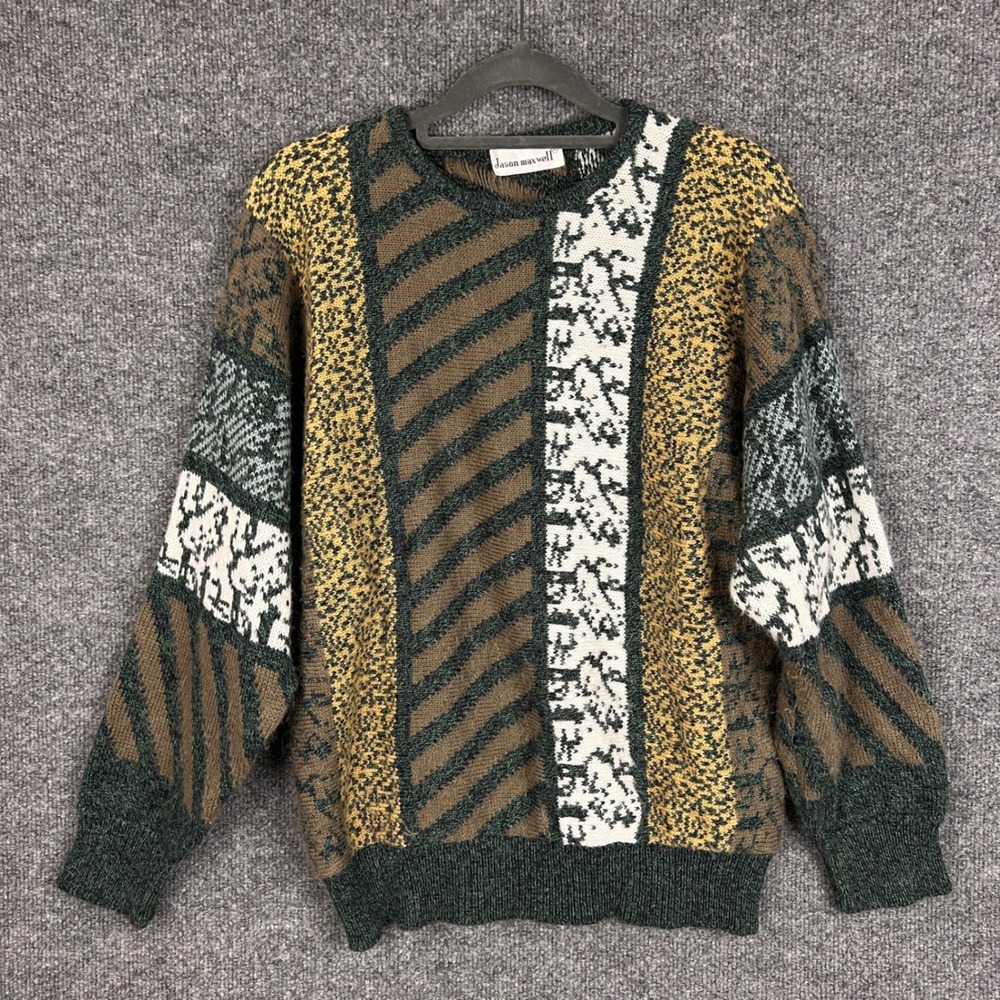 Vintage Jason Maxwell‎ Patchwork Knit Sweater wom… - image 1